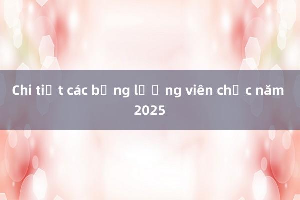 Chi tiết các bảng lương viên chức năm 2025