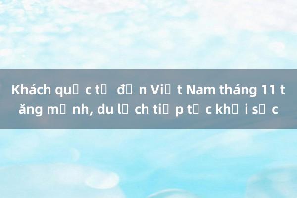 Khách quốc tế đến Việt Nam tháng 11 tăng mạnh, du lịch tiếp tục khởi sắc